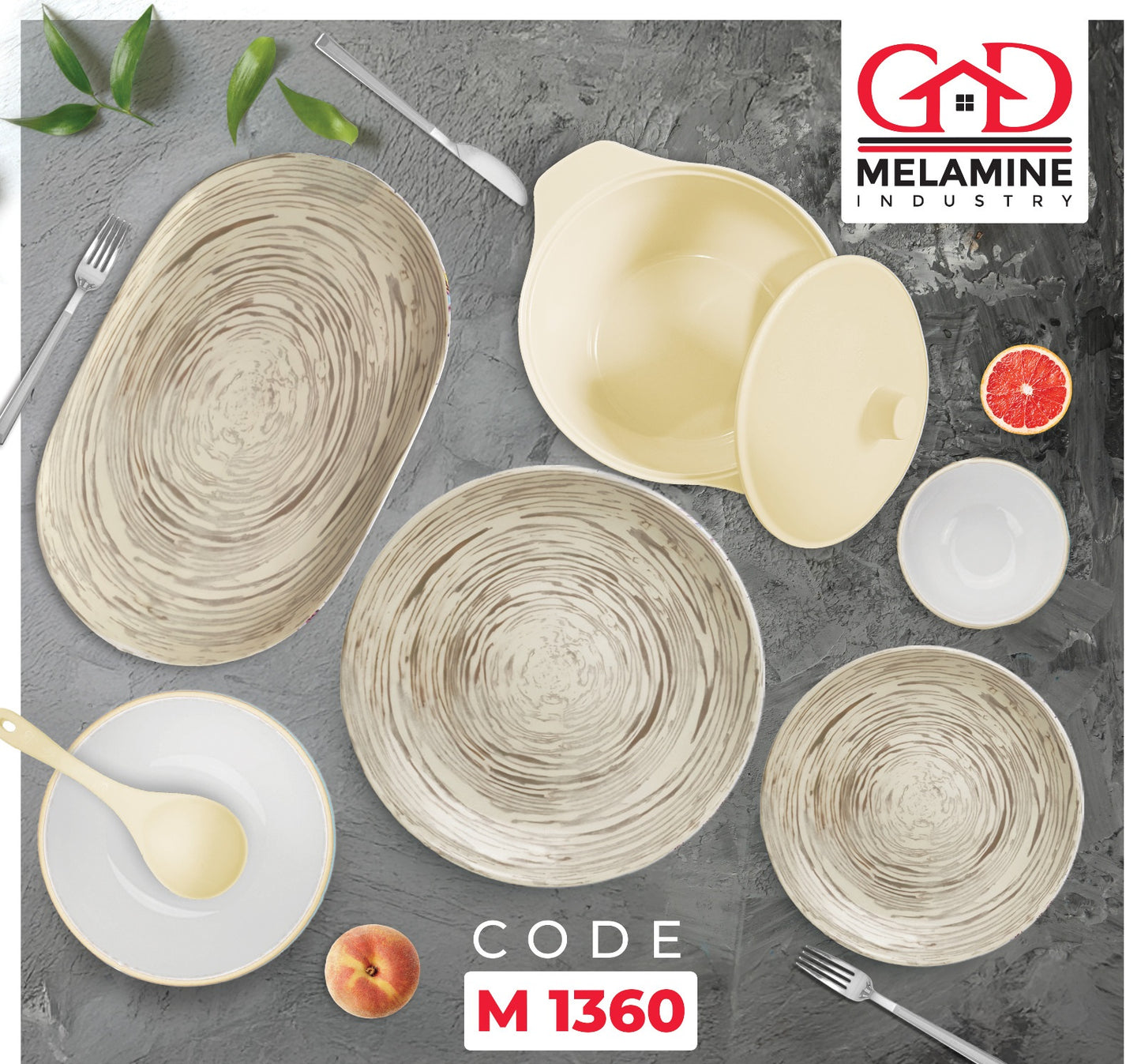 طقم عشاء ميلامين جي دي مدور اشكال مختلفه