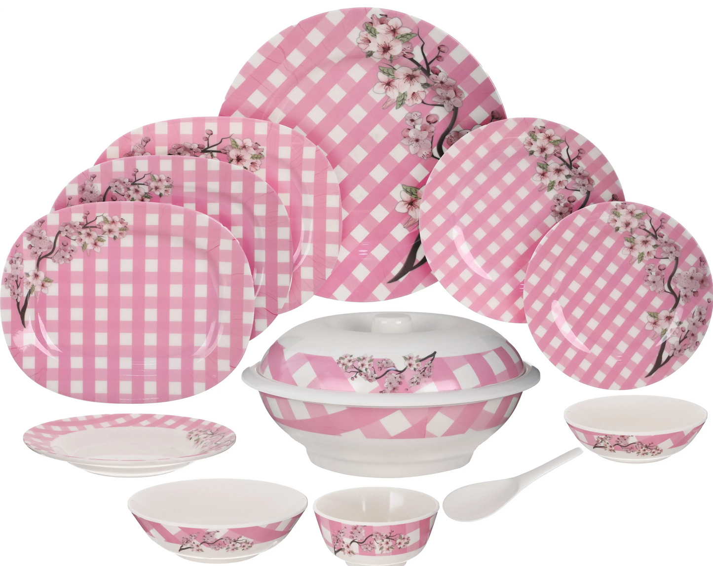 طقم عشاء ميلامين الشريف 38 قطعة - تصميم مدور