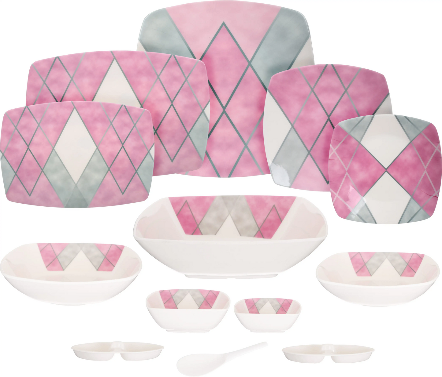 طقم عشاء ميلامين الشريف 38 قطعة - تصميم مدور