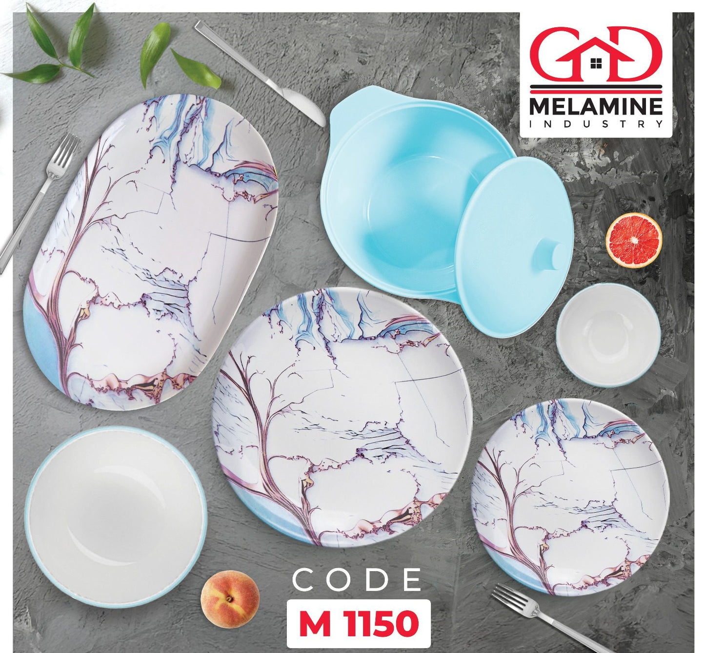 طقم عشاء ميلامين جي دي مدور اشكال مختلفه