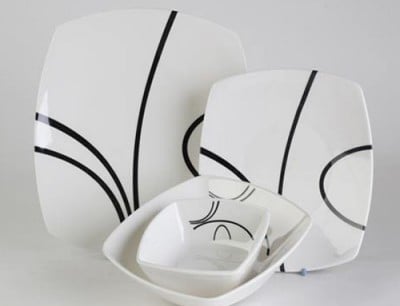 طقم عشاء ميلامين الشريف 38 قطعة - تصميم مدور