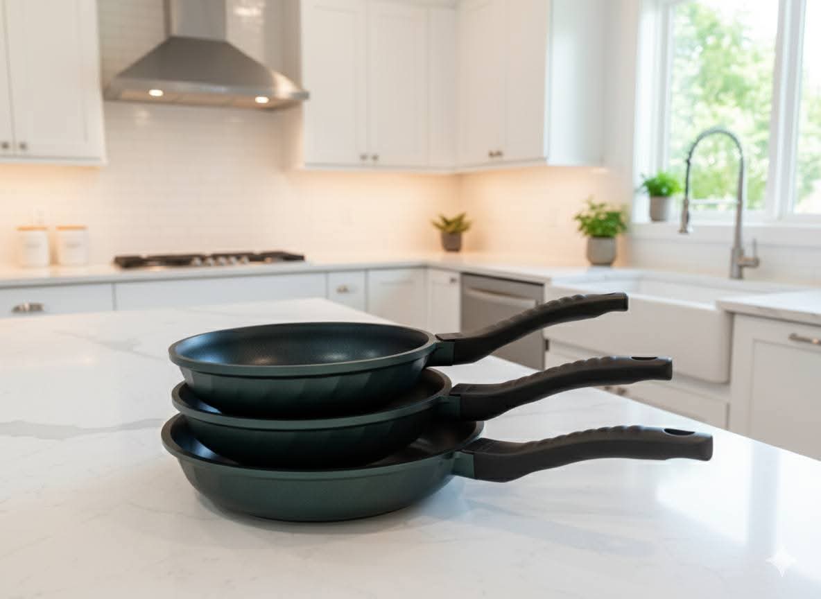 طقم مقلايات تيتانيوم قلب جيرانيت