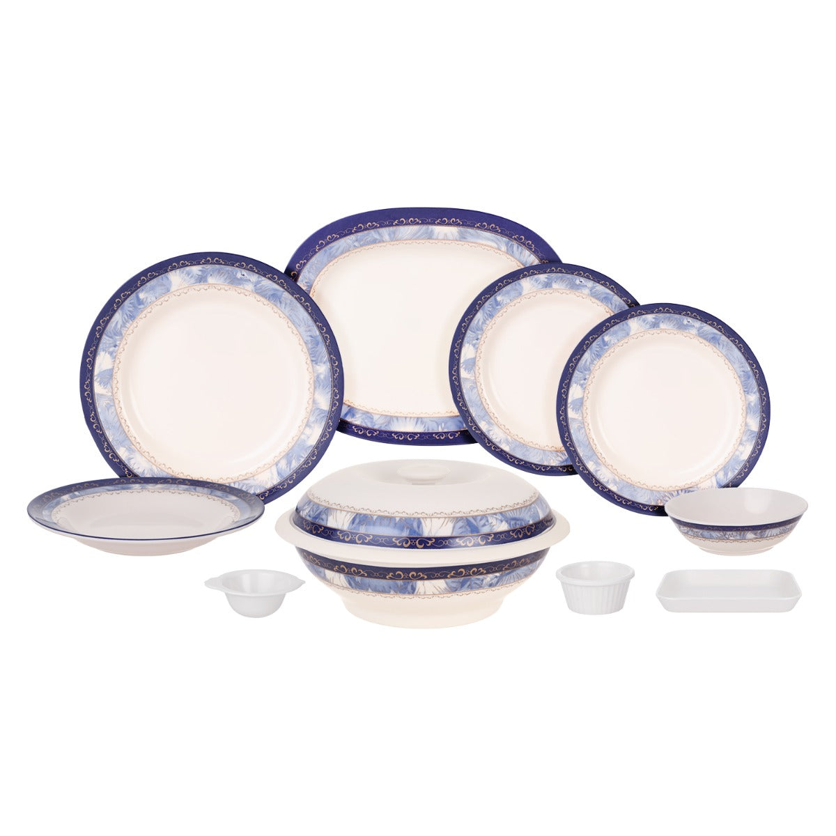 طقم عشاء ميلامين الشريف 38 قطعة - تصميم مدور