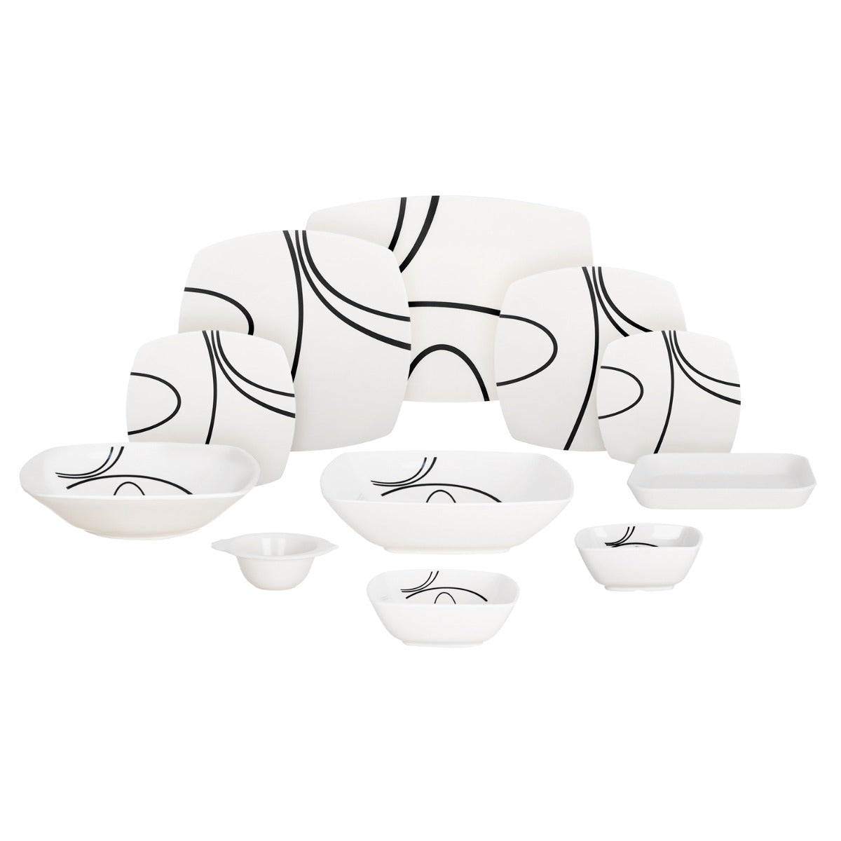 طقم عشاء ميلامين الشريف 38 قطعة - تصميم مدور