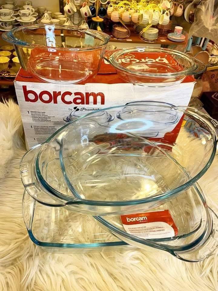 طقم بوركام 5 قطع داخل الفرن" أو "صواني بوركام زجاج حراري".