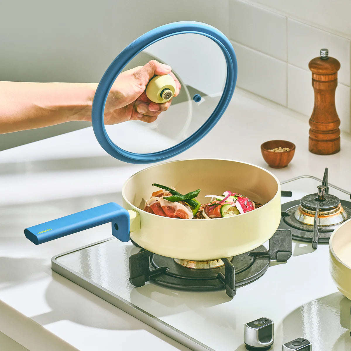 Danish Cookware/ووك24سم+غطاء زجاج