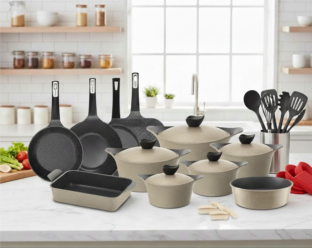 طقم طقم حلل جرانيت نيوفلام، 26 قطعه - وورم