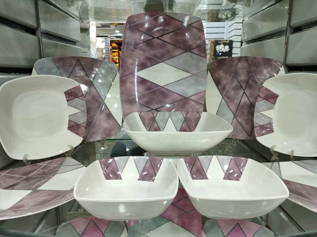 طقم عشاء ميلامين الشريف 38 قطعة - تصميم مدور