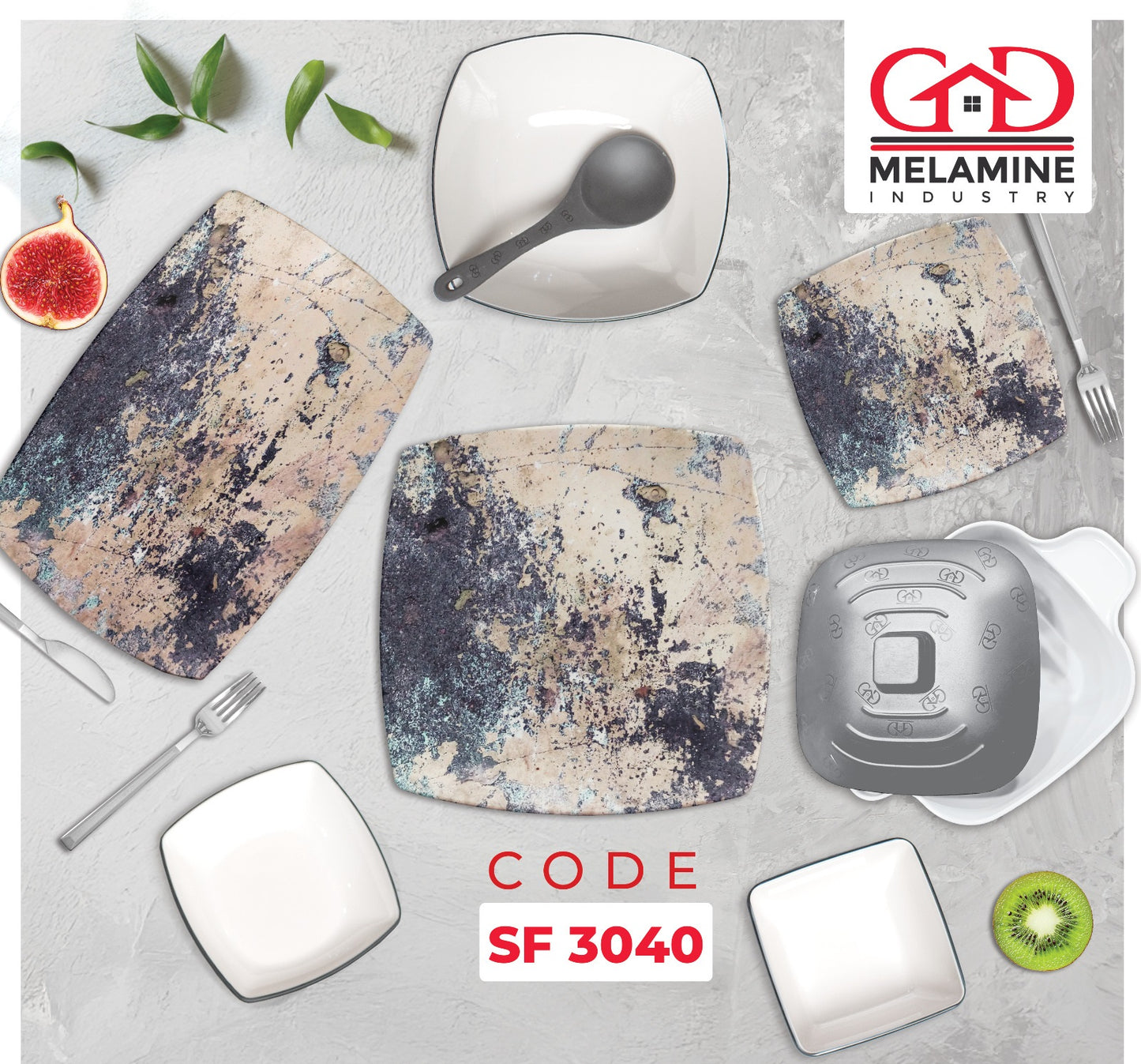 طقم عشاء ميلامين جي دي (GD) ماليزي 38 قطعة