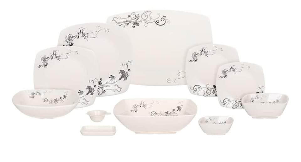 طقم عشاء ميلامين الشريف 38 قطعة - تصميم مدور