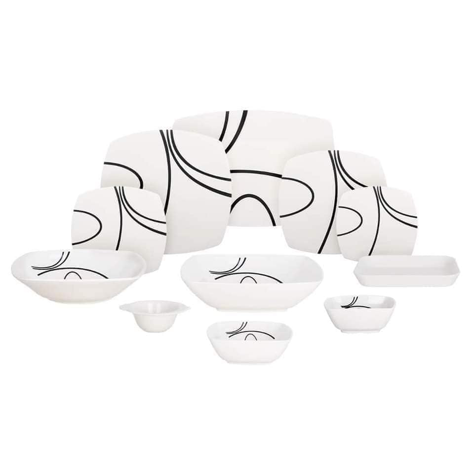 طقم عشاء ميلامين الشريف 38 قطعة - تصميم مدور