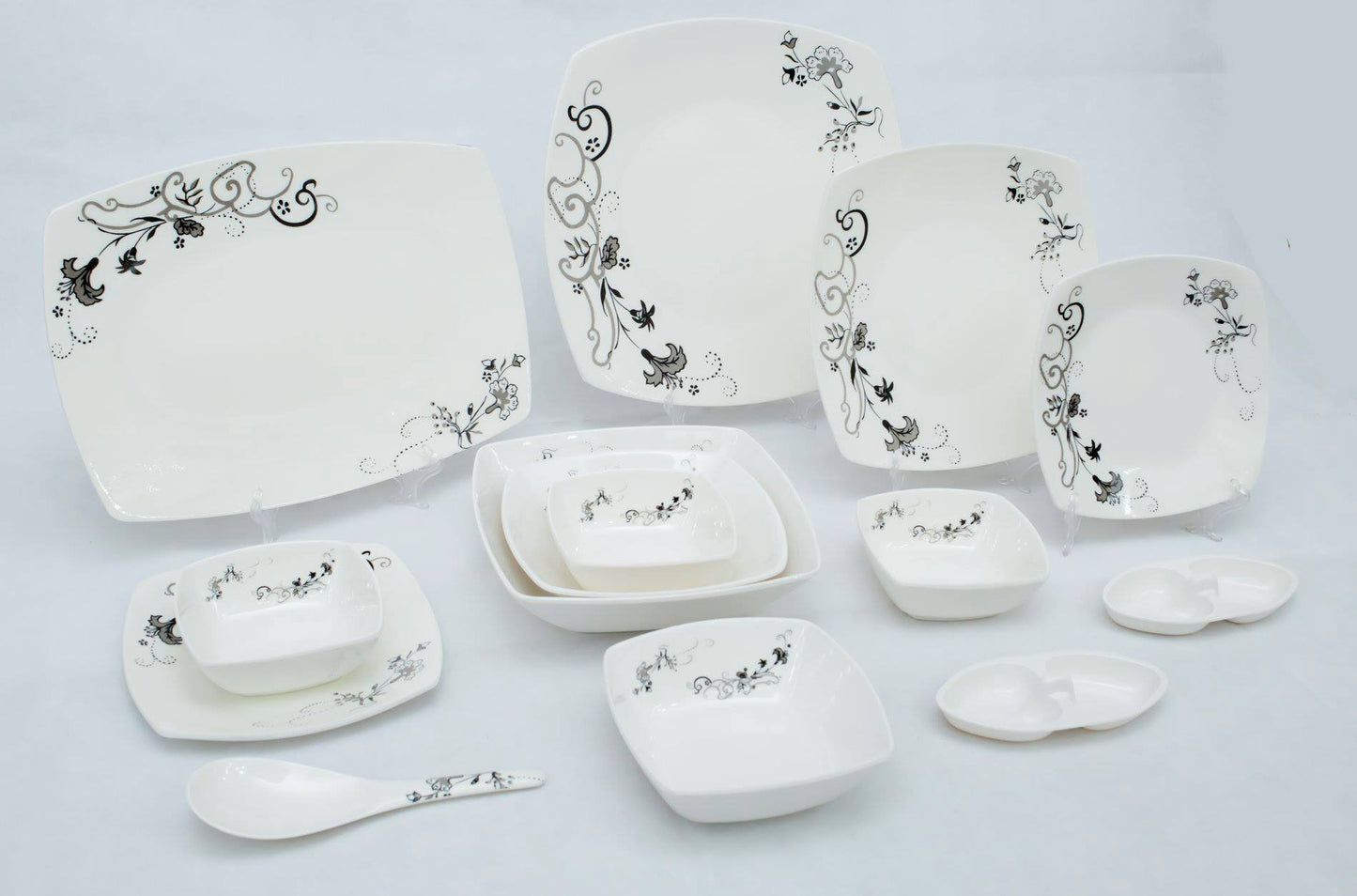 طقم عشاء ميلامين الشريف 38 قطعة - تصميم مدور