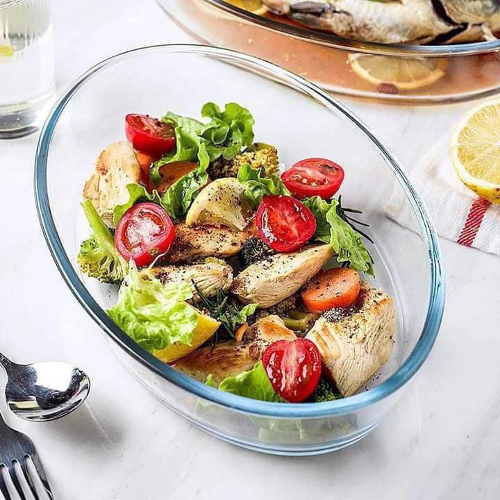 طقم بوركام 5 قطع داخل الفرن" أو "صواني بوركام زجاج حراري".