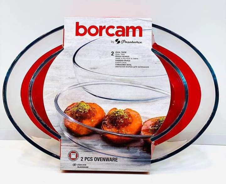 طقم بوركام 5 قطع داخل الفرن" أو "صواني بوركام زجاج حراري".