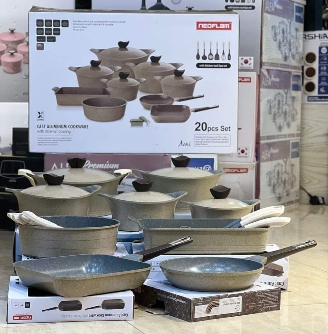 طقم حلل نيوفلام جرانيت كوري 20 قطعة أصلي -وورم