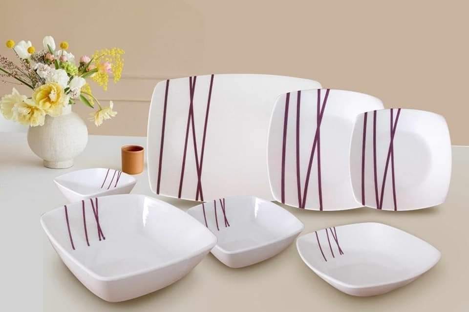 طقم عشاء ميلامين الشريف 38 قطعة - تصميم مدور