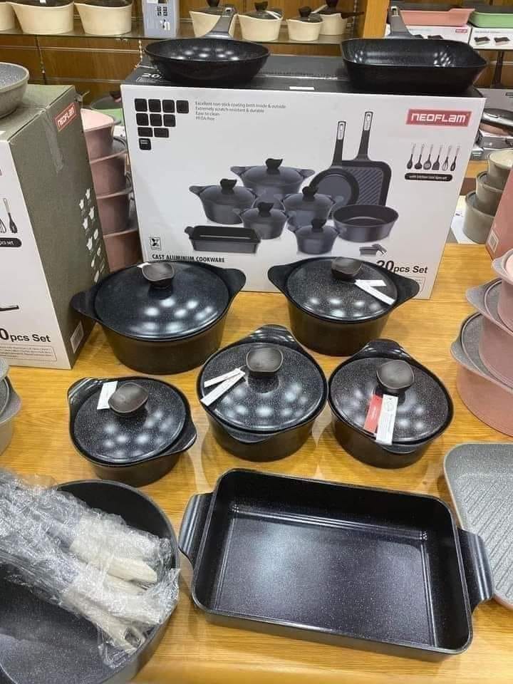 طقم حلل نيوفلام جرانيت كوري 20 قطعة أصلي - اسود