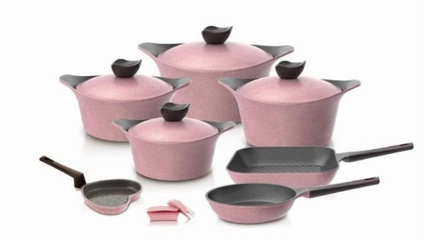 طقم حلل نيوفلام جرانيت كوري 12 قطعة - متوفر بلونين (الروز والوورم)