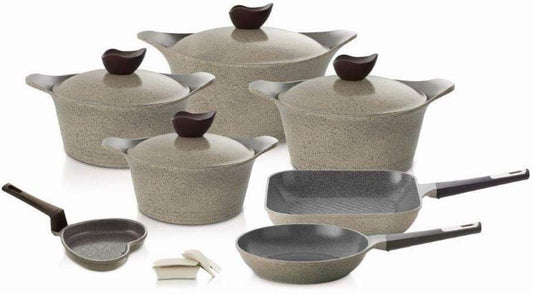 طقم حلل نيوفلام جرانيت كوري 12 قطعة - متوفر بلونين (الروز والوورم)