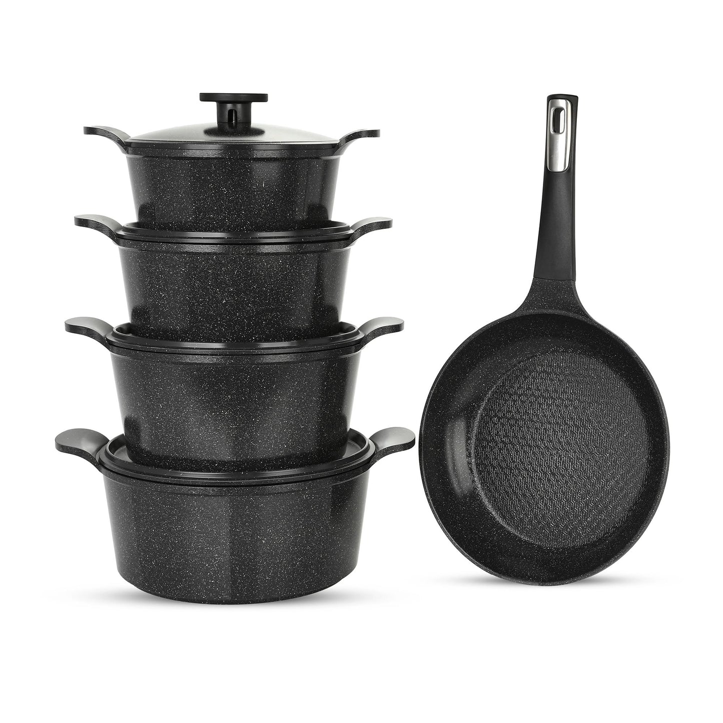 طقم حلل نيوفلام جرانيت كوري أصلي 9 قطع - متوفر بـ 4 ألوان عصرية