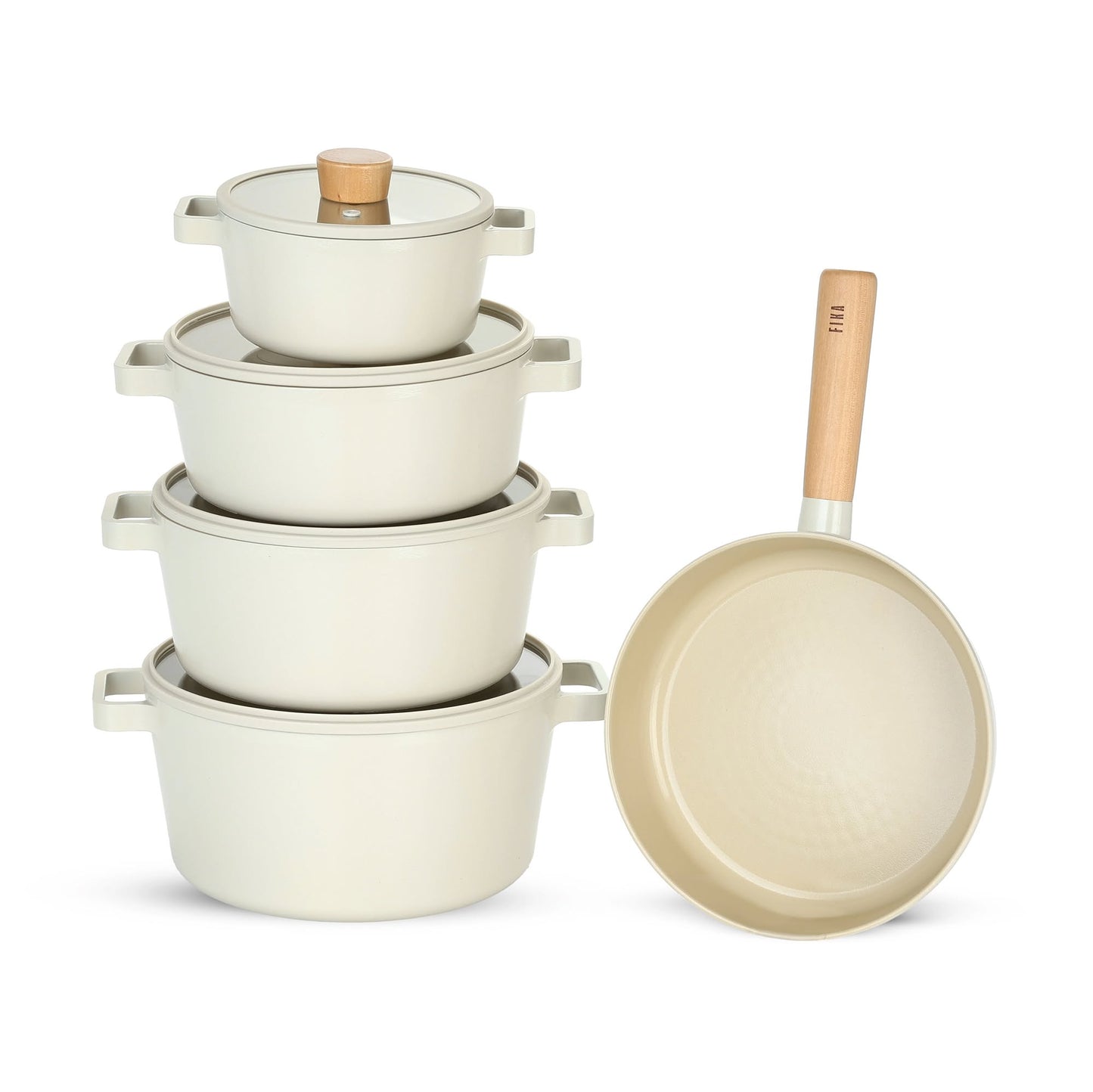 طقم حلل نيوفلام فيكا 11 قطعة لون أوف وايت سيراميك كوري