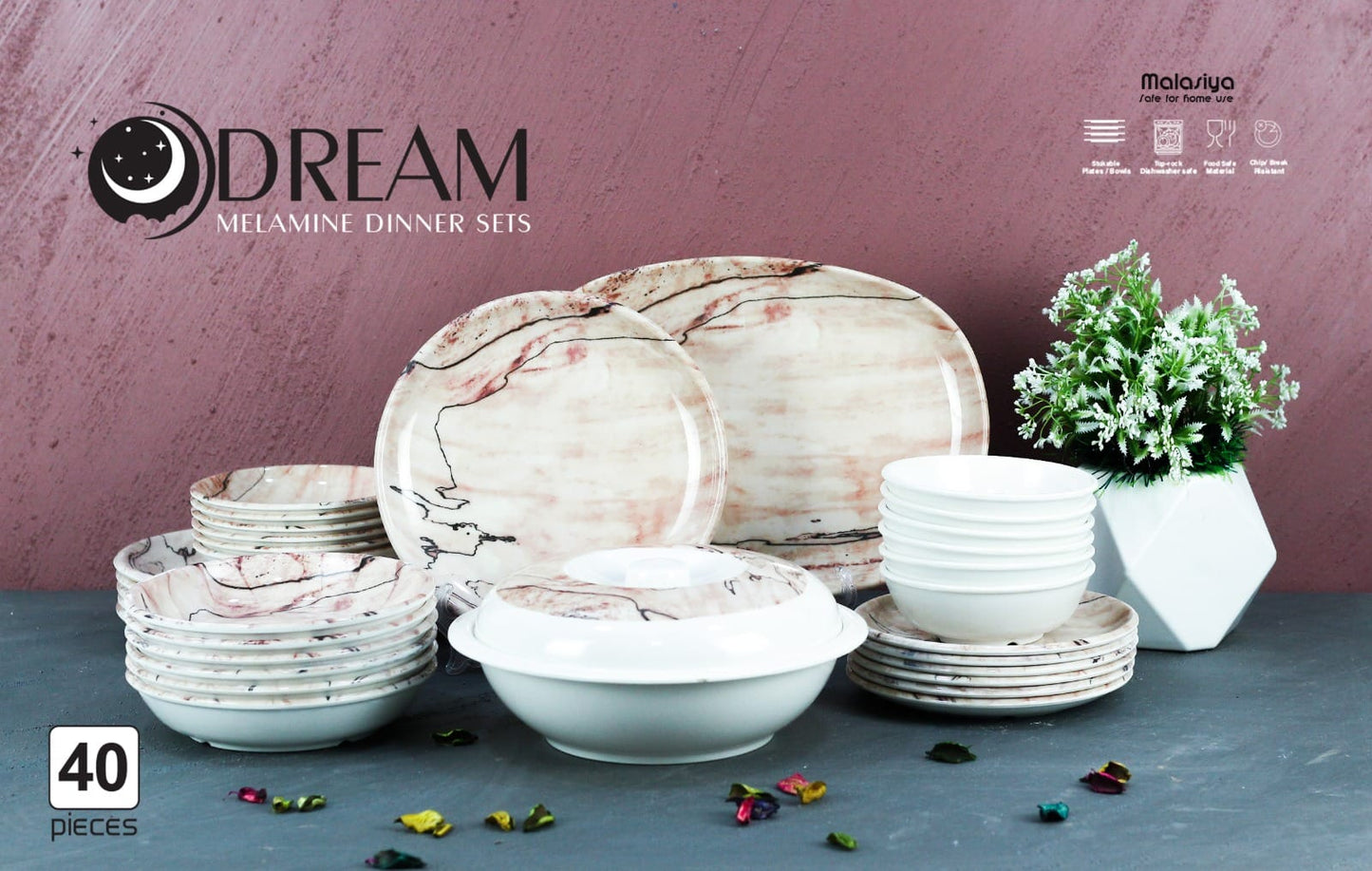 ميلامين دريم 40 قطعه اشكال مختلفه