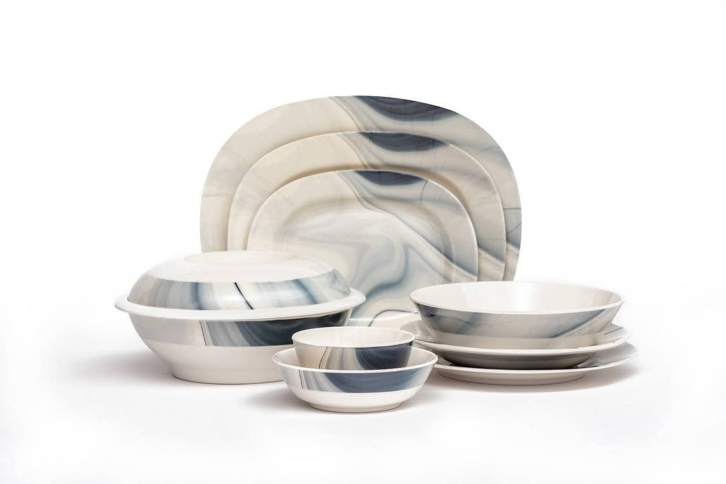 طقم عشاء ميلامين الشريف 38 قطعة (تصميم مدور مودرن) - أصلي