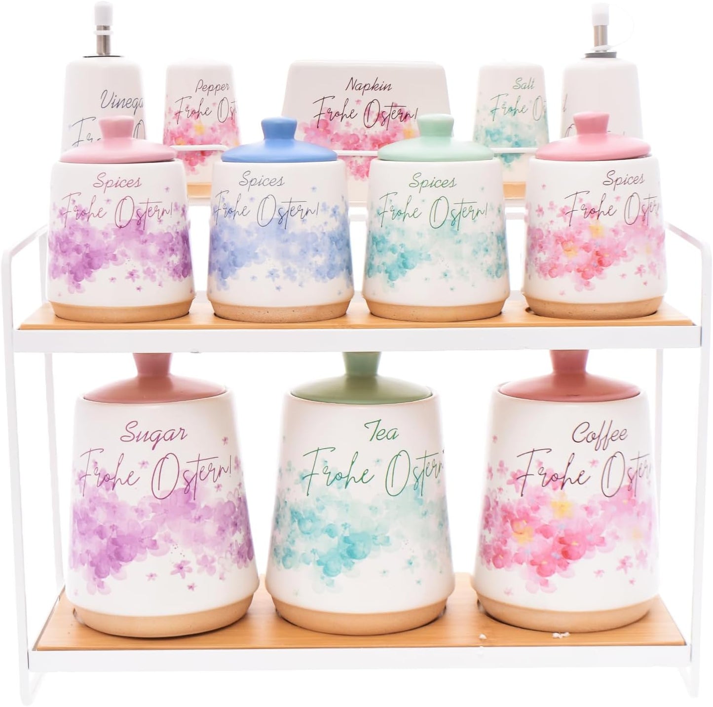 طقم توابل بورسلين 12 قطعة تركي على حامل