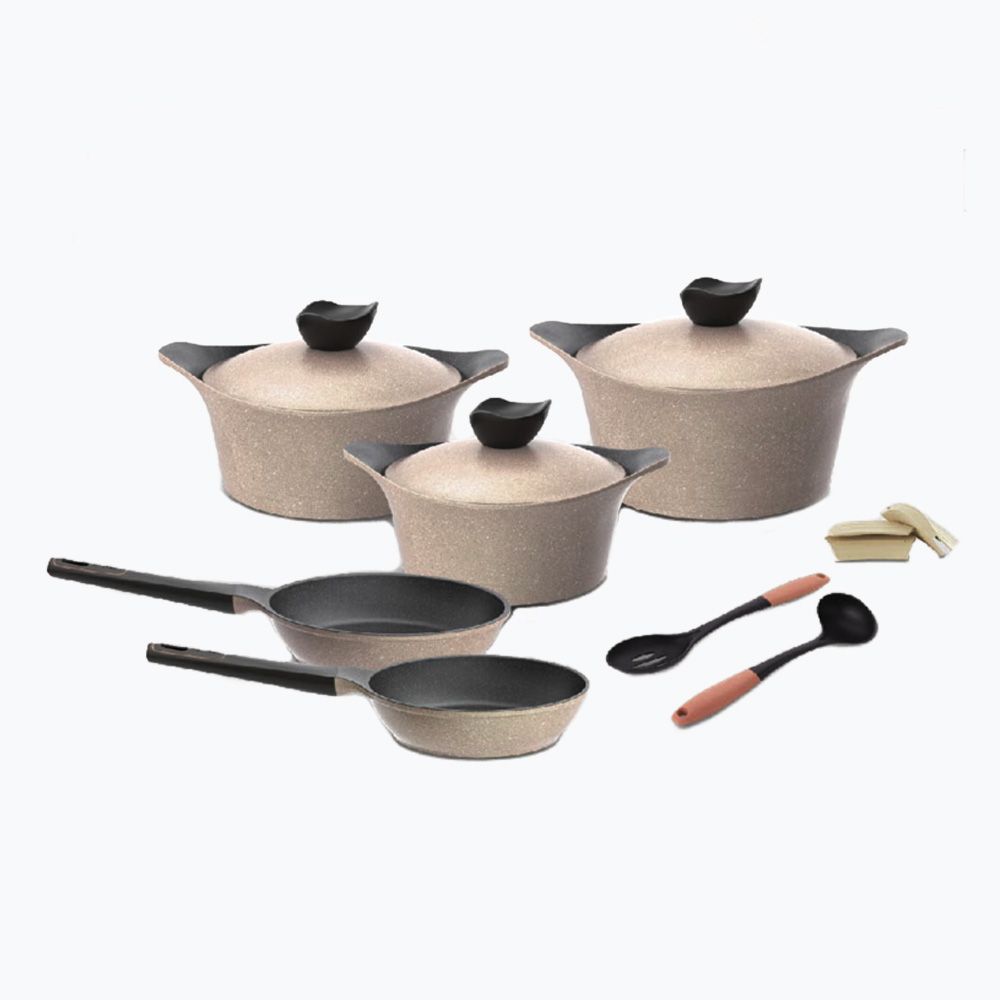 طقم جرانيت نيوفلام 10 قطع هو المنتج اللي الكل بيطلبه ومش بيستغنى عنه!
جودة كورية + تصميم أنيق + استخدام يومي مريح
وكمان هدية مميزة: 2 مغرفة توزيع على كل طقم!
متوفر بالألوان: الأسود – الروز – الكريمي
اختاري اللون اللي يليق بمطبخك
محتويات الطقم:
• 3 حلل جرانيت بمقاسات (18 – 20 – 24 سم)
• 2 مقلاية بمقاس (20 – 24 سم)
• طقم مسكات + 2 قطعة توزيع (هدية)