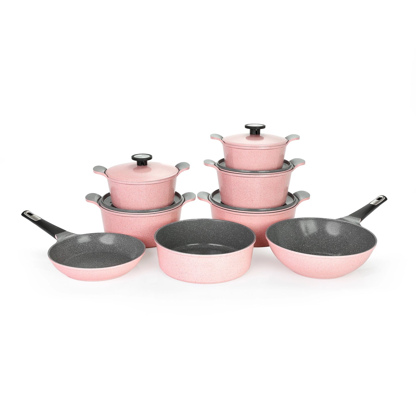 طقم جرانيت نيوفلام كوري أصلي 14 قطعة - متوفر بـ 4 ألوان (روز، وورم، جراي، أسود)