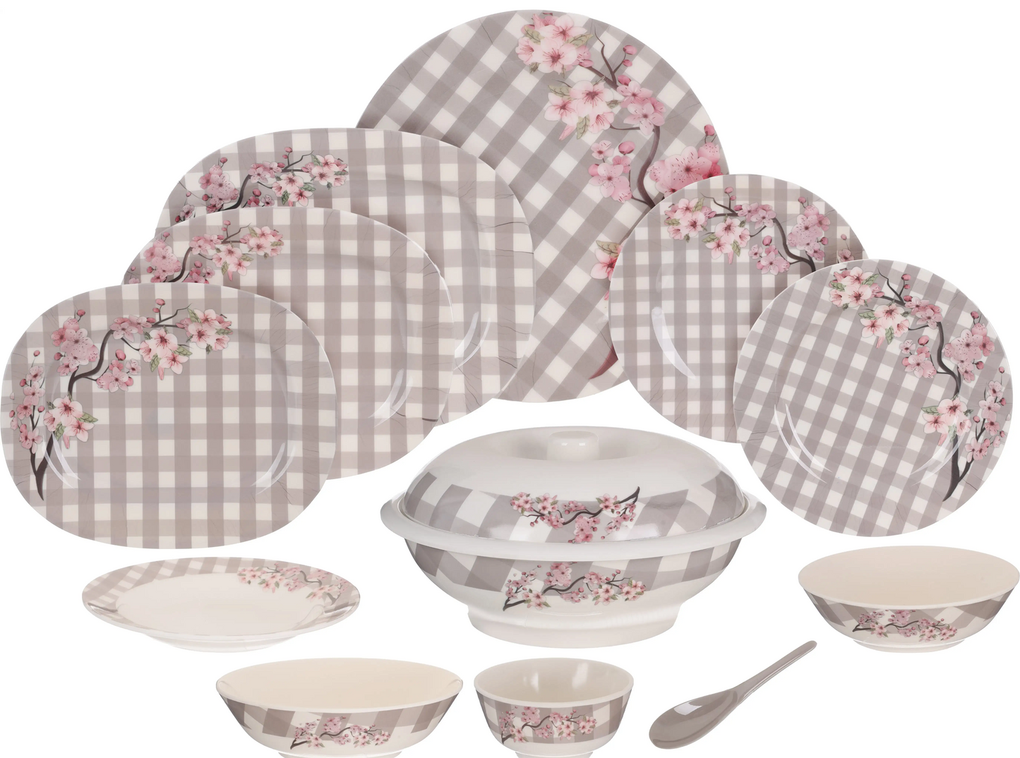 طقم عشاء ميلامين الشريف 38 قطعة - تصميم مدور