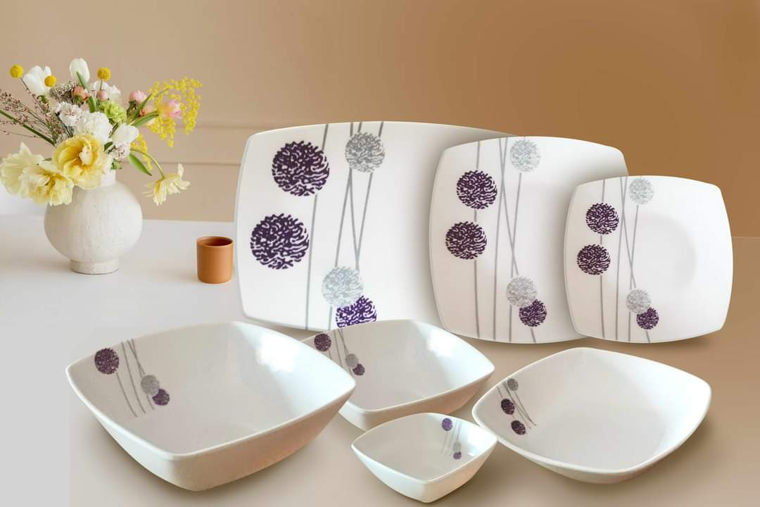 طقم عشاء ميلامين الشريف 38 قطعة - تصميم مدور