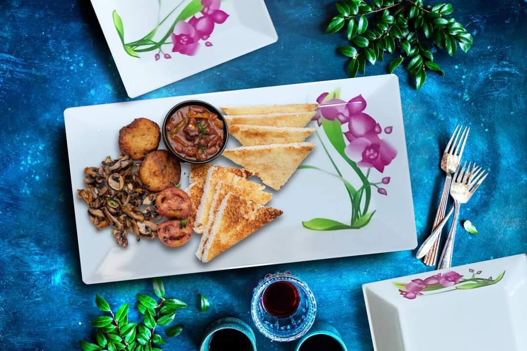 طقم عشاء ميلامين الشريف 38 قطعة - تصميم مدور