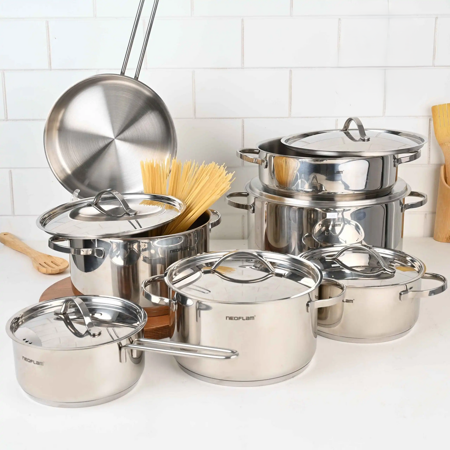 طقم حلل ستانلس 13 قطعة نيوفلام