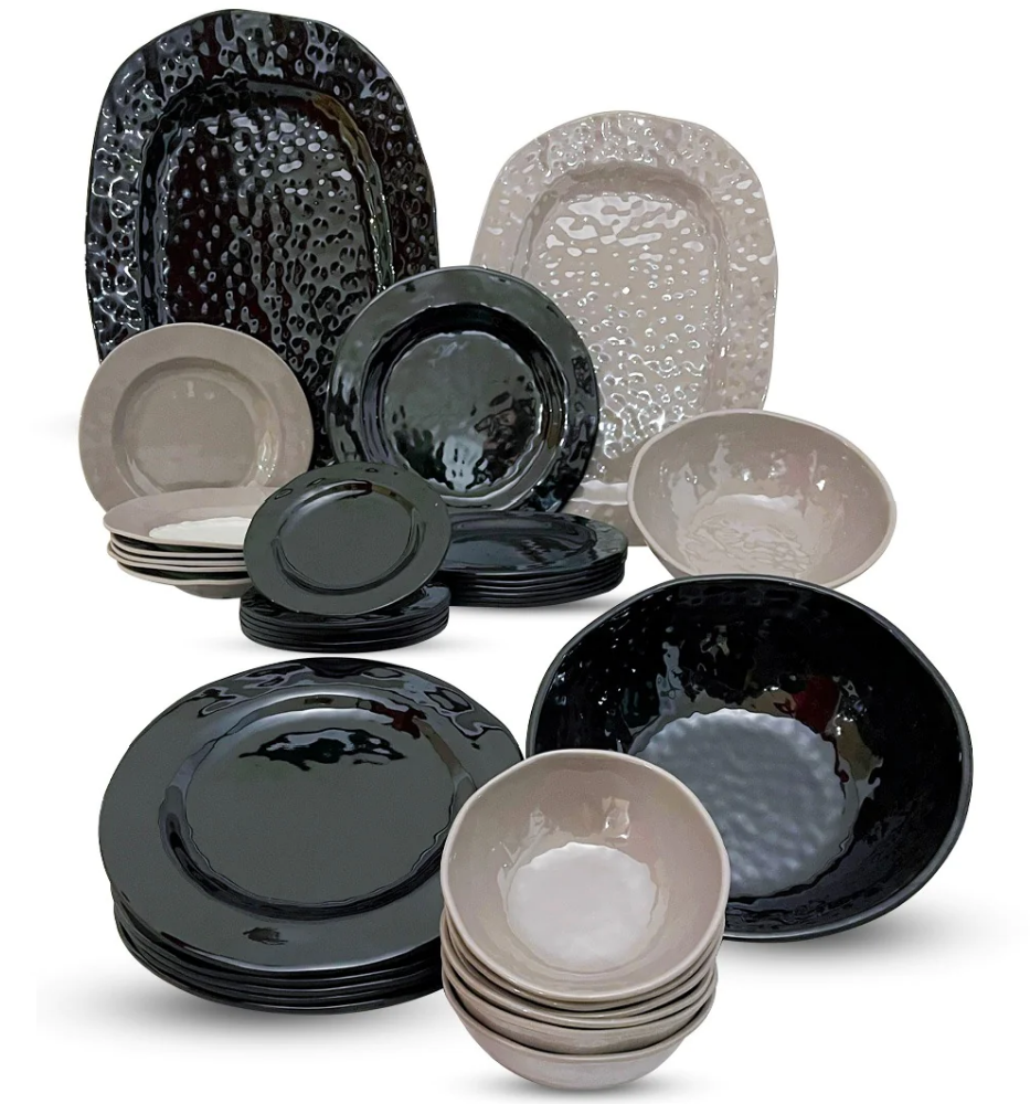 طقم عشاء ميلامين الشريف 38 قطعة - تصميم مدور