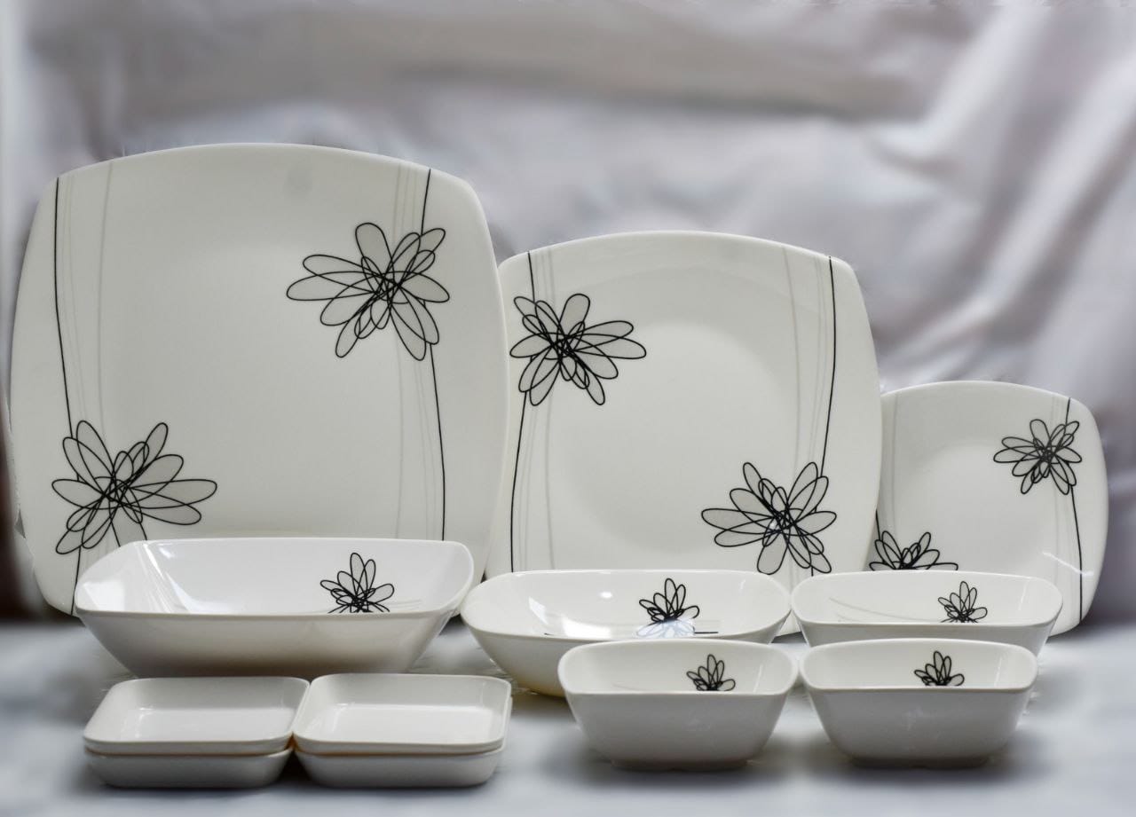 طقم عشاء ميلامين الشريف 38 قطعة - تصميم مدور