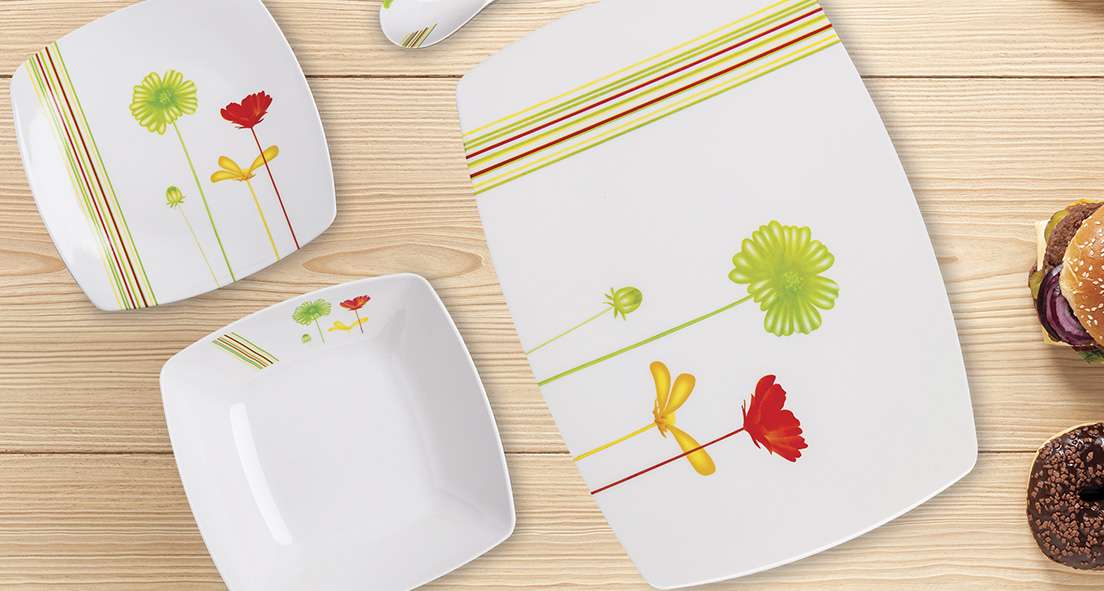 طقم عشاء ميلامين الشريف 38 قطعة - تصميم مدور