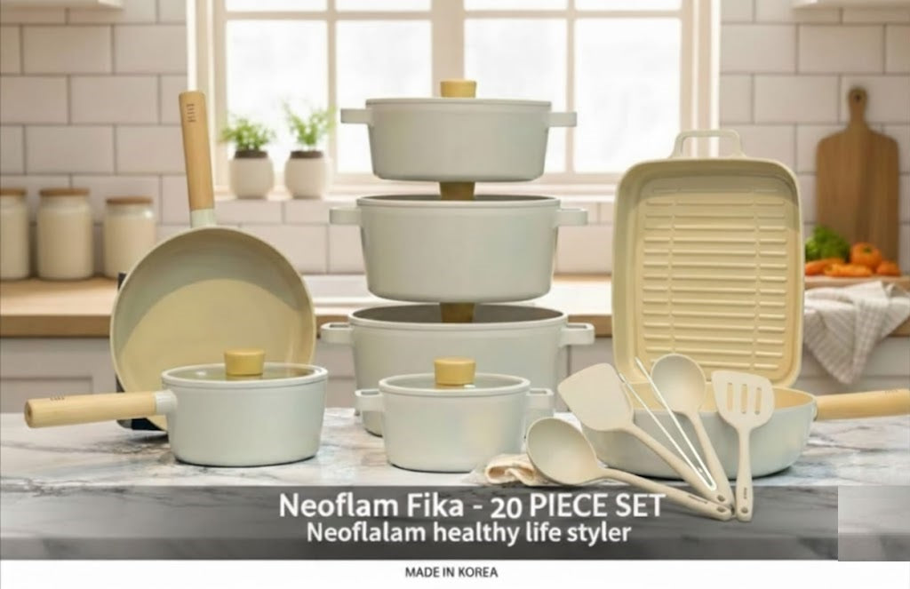 طقم حلل نيوفلام فيكا 20 قطعة الأصلي (كوري) - لون أوف وايت