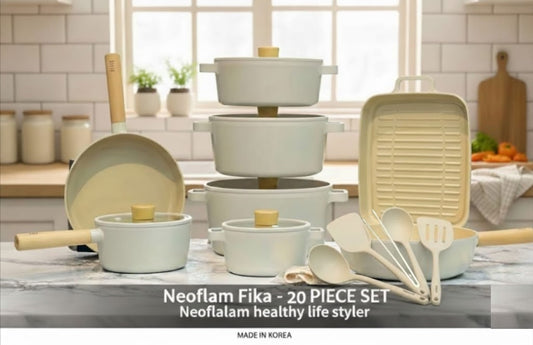 طقم حلل نيوفلام فيكا 20 قطعة الأصلي (كوري) - لون أوف وايت